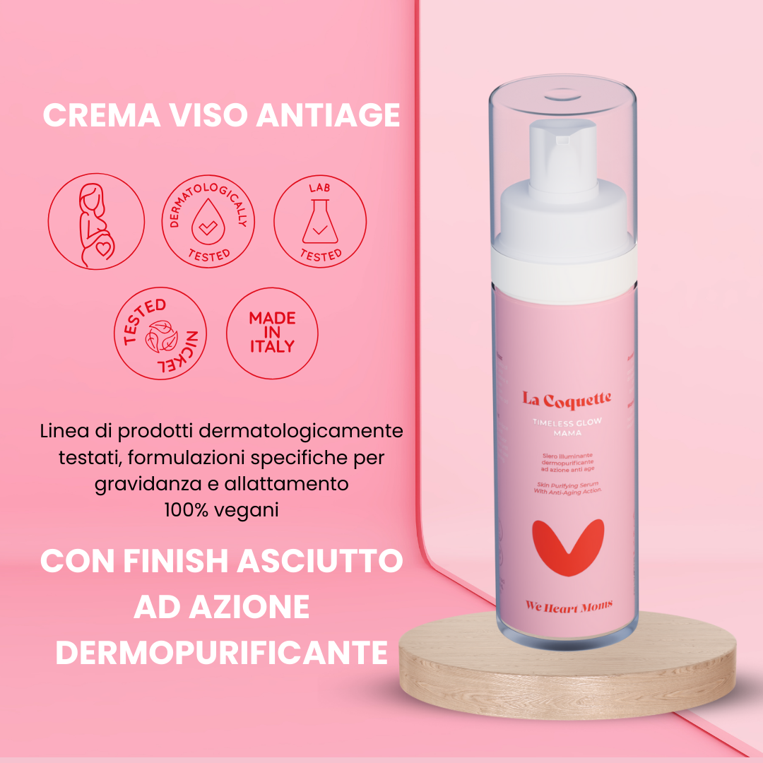 La coquette Timeless Glow Mama fronte Siero Dermopurificante Anti-Age specifico in Gravidanza e Allattamento