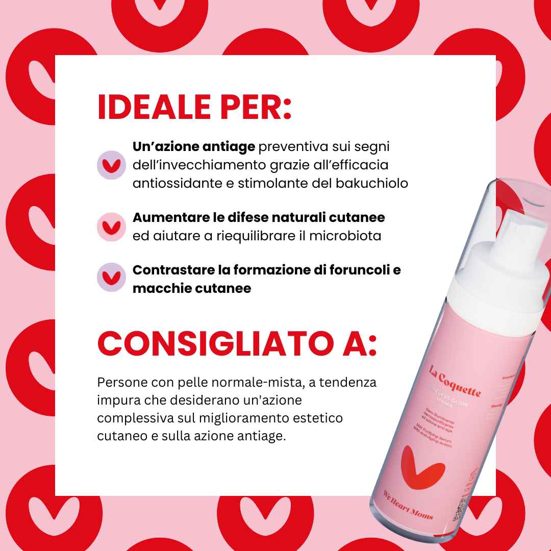 La coquette Timeless Glow Mama fronte Siero Dermopurificante Anti-Age specifico in Gravidanza e Allattamento